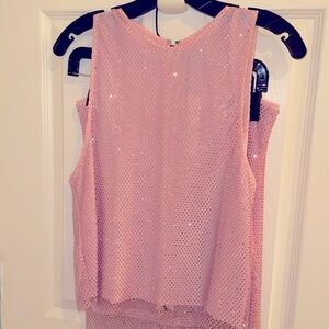 Alice + Olivia pink embellished top and skirt